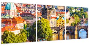 Tablou - Praga (cu ceas) (90x30 cm)
