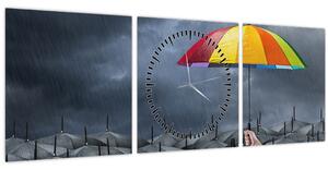 Tablou - Umbrele (cu ceas) (90x30 cm)
