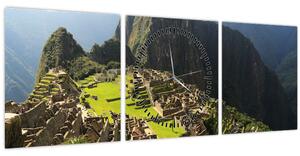 Tablou - Lame in Machu Picchu (cu ceas) (90x30 cm)