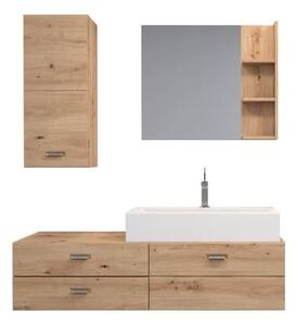 Set baie ~Dolomites~ format din 3 piese, lavoar inclus, material fronturi MDF, culoare stejar