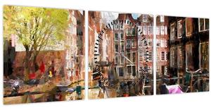 Tablou - Amsterdam (cu ceas) (90x30 cm)