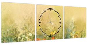 Tablou - Pajiște pictată (cu ceas) (90x30 cm)