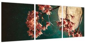 Tablou - Sakura în luna plină (cu ceas) (90x30 cm)