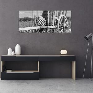 Tablou - Remorcă,alb-negru (120x50 cm)