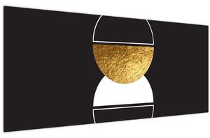 Tablou - Abstracție de aur și negru N⁰2 (120x50 cm)