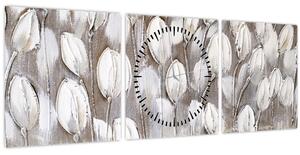 Tablou - Lalele structurate (cu ceas) (90x30 cm)