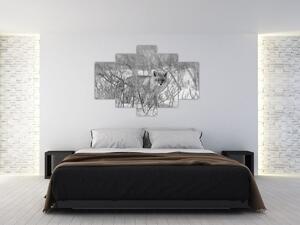 Tablou - Vulpe,alb-negru (150x105 cm)