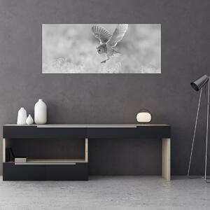 Tablou - Bufniță,alb-negru (120x50 cm)