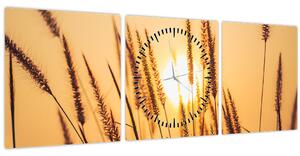 Tablou - Iarbă la soare (cu ceas) (90x30 cm)
