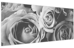 Tablou - Trandafir,alb-negru (120x50 cm)