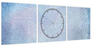 Tablou - Mandala in albastru (cu ceas) (90x30 cm)