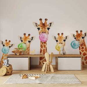 Tapet Girafe cu gumă de mestecat, Fototapet Animale, w05492 : Uwalls.ro