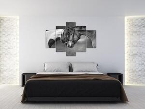 Tablou - Cai îndrăgostiți,alb-negru (150x105 cm)
