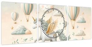 Tablou - Unicorn fericit (cu ceas) (90x30 cm)