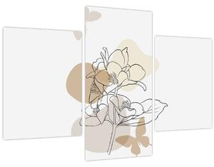 Tablou - Flori bej cu fluture N⁰1 (90x60 cm)