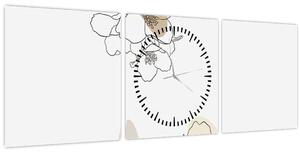 Tablou - Flori bej cu fluture N⁰2 (cu ceas) (90x30 cm)