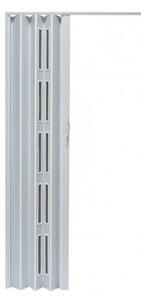 Usa de interior plianta cu geam tip acordeon, 203x80cm, stejar stejar alb mat, 6mm