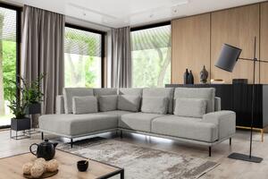 Colțar pentru living Livani L stânga - stofă gri Hevia 207.17 / picioare negre