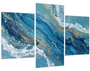 Tablou - Marmură bleu cu aur II. (90x60 cm)