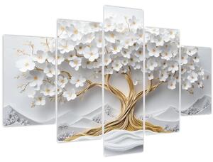 Tablou – Arborele vieții 3D plin de flori (150x105 cm)