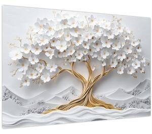 Tablou – Arborele vieții 3D plin de flori (90x60 cm)