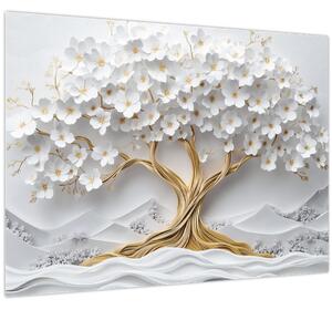 Tablou – Arborele vieții 3D plin de flori (70x50 cm)
