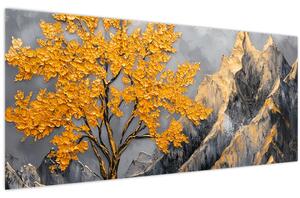 Tablou – Arbore auriu în munți (120x50 cm)
