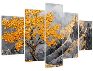 Tablou – Arbore auriu în munți (150x105 cm)