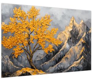 Tablou – Arbore auriu în munți (90x60 cm)