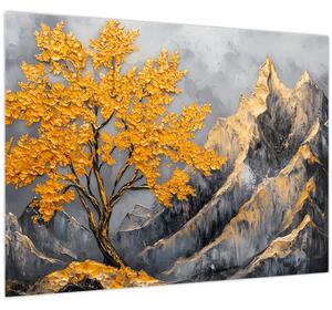 Tablou – Arbore auriu în munți (70x50 cm)