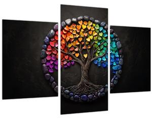 Tablou – Arbore plin de inimi colorate (90x60 cm)