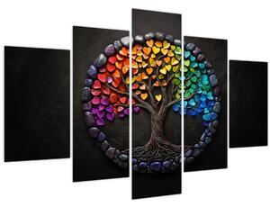 Tablou – Arbore plin de inimi colorate (150x105 cm)