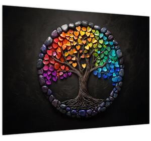 Tablou – Arbore plin de inimi colorate (70x50 cm)
