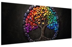Tablou – Arbore plin de inimi colorate (120x50 cm)