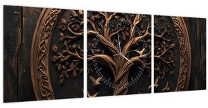 Tablou – Arborele vieții din lemn (cu ceas) (90x30 cm)