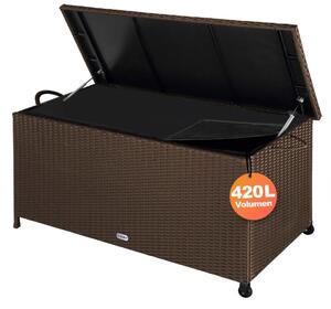 Ladă de depozit pentru grădină, polyrattan, maro, 117 x 53 x 60 cm