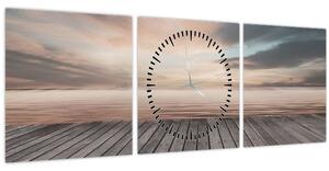 Tablou - Pier la apus de soare (cu ceas) (90x30 cm)