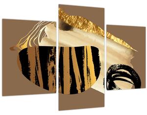 Tablou - Abstracție maro auriu N⁰2 (90x60 cm)