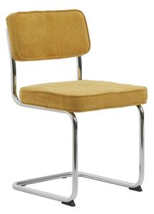 Scaun de dining galben din catifea reiată Rupert – Unique Furniture