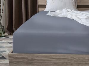Cearceaf de pat cu elastic din bumbac satinat 90x200 cm, albastru