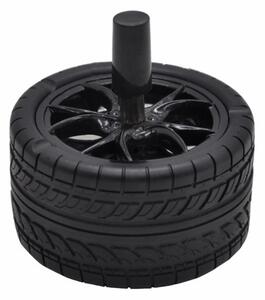 Scrumiera metalica Pufo Angry Wheel, antivant cu buton, 10 cm, negru