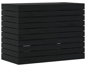 Coș de rufe, negru, 88,5x44x66 cm, lemn masiv de pin