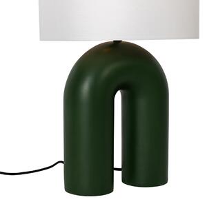 Lampă de masă de designer verde cu abajur din in alb - Lotti