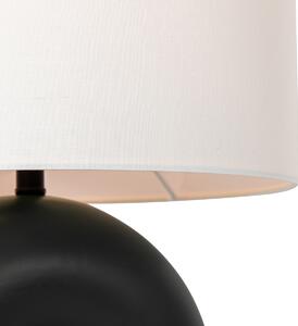 Lampa de masa de design neagra cu abajur din in alb - Lotti