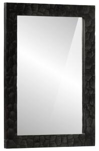 Oglindă de baie negru 50x70x2,5cm lemn masiv de mango și sticlă
