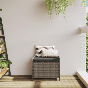 Taburet de grădină cu pernă, gri, 58x46x46 cm, poliratan