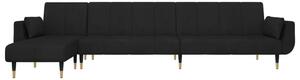Canapea extensibilă în formă de L negru 275x140x70cm catifea