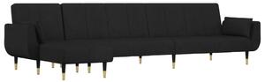 Canapea extensibilă în formă de L negru 275x140x70cm catifea