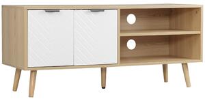 HOMCOM Dulap cu Suport pentru TV de până la 46", Comodă TV cu Rafturi de Depozitare și Dulap, 110x39x48,8 cm, Lemn Natural | Aosom Romania