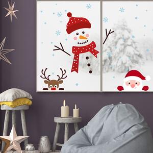 Sticker Peeking Santa, Rudolph and Snowman Christmas